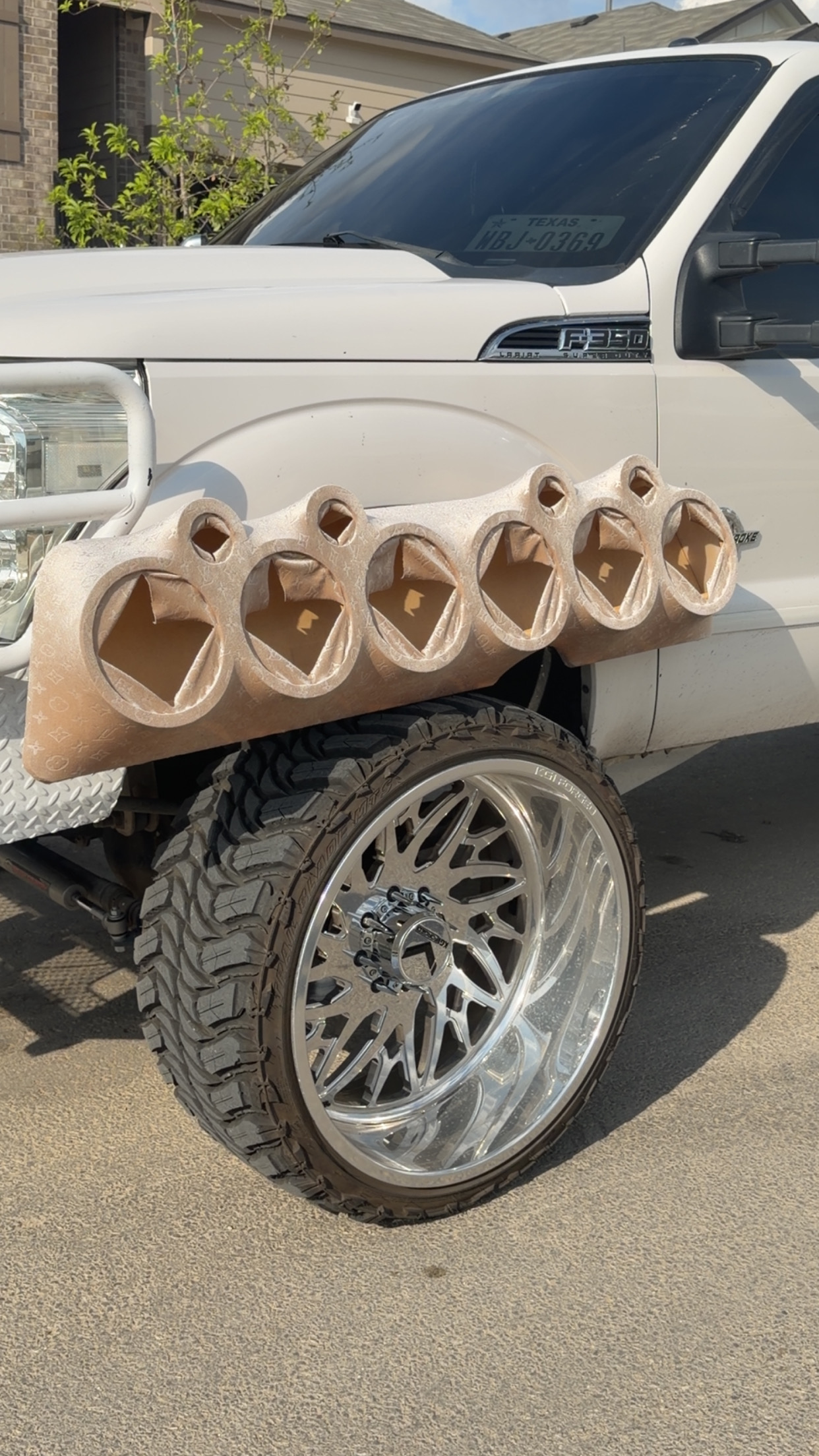 Custom rack · tan LV fabric